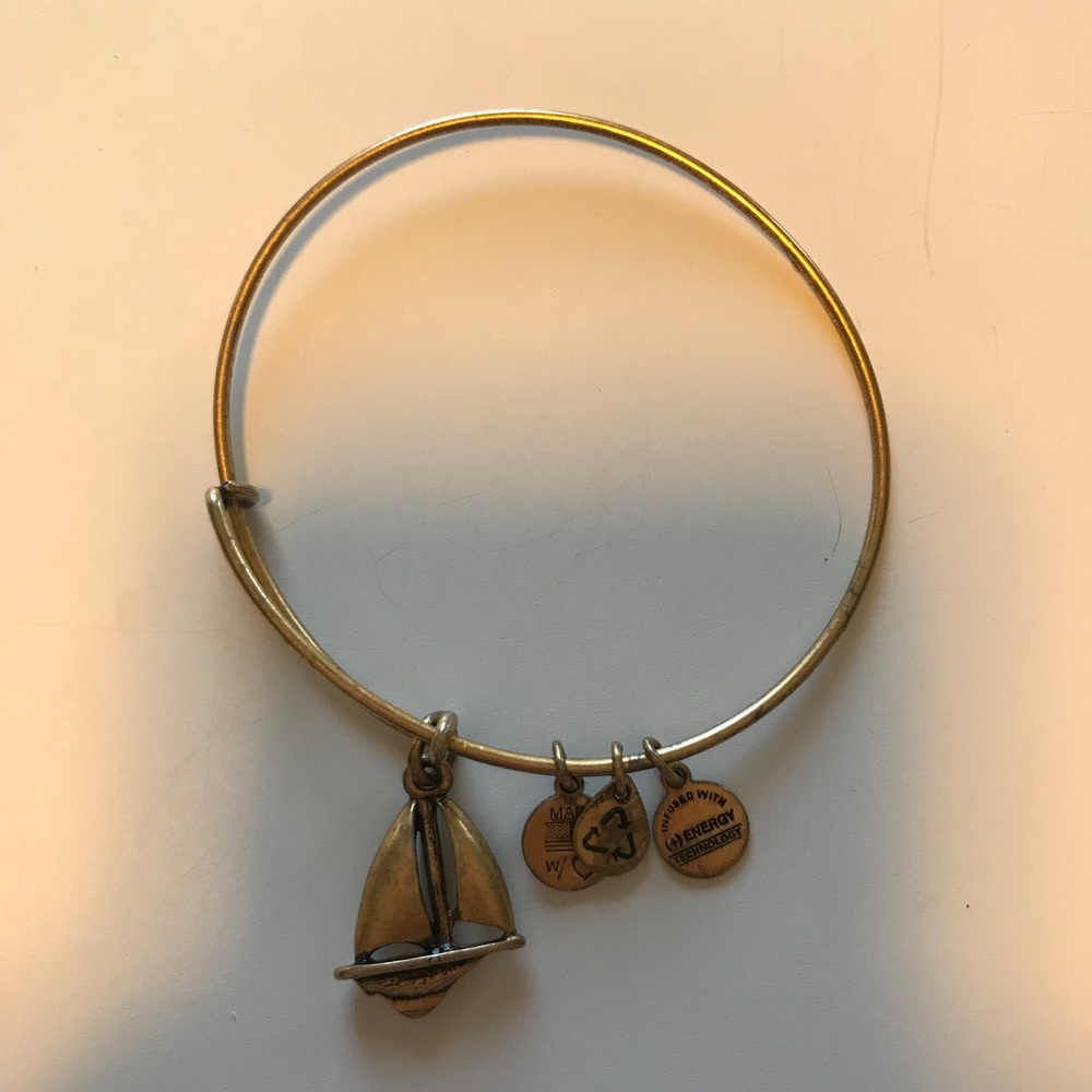 Authentic Alex and Ani gold sailboat bangle